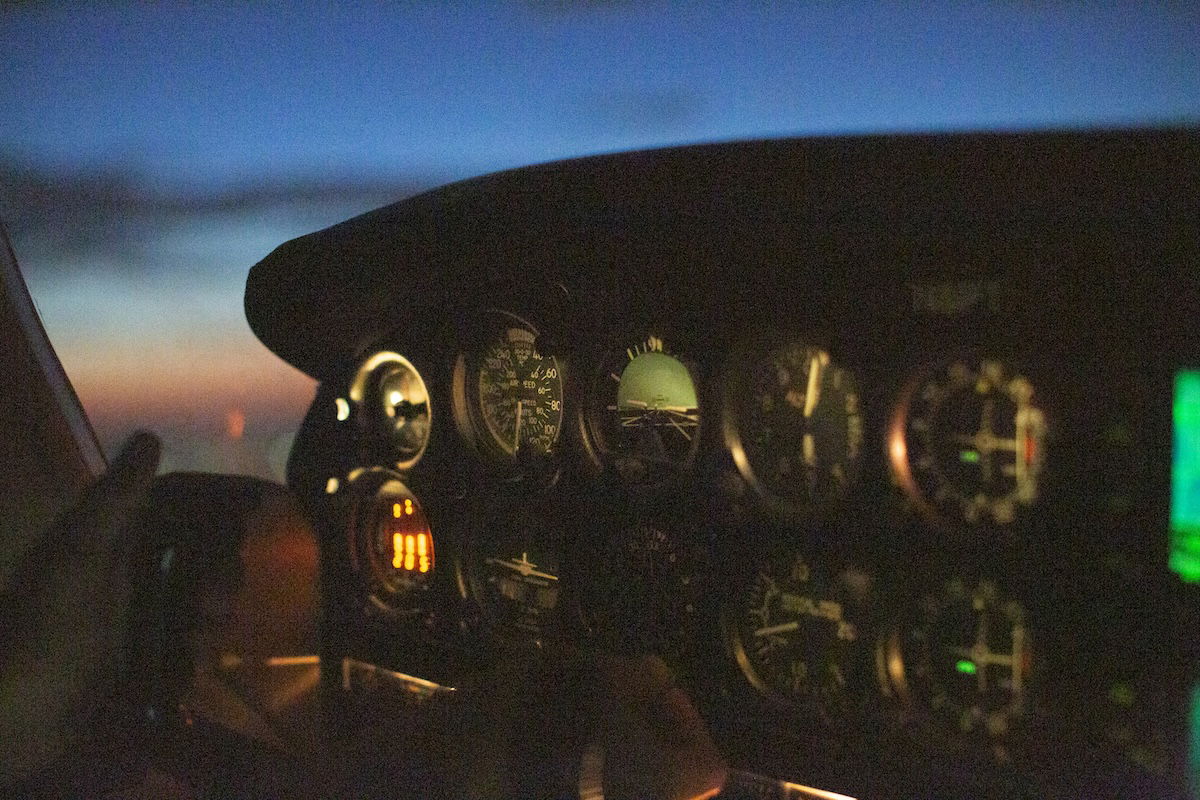 Photograph of a cockpit of a plane with noise