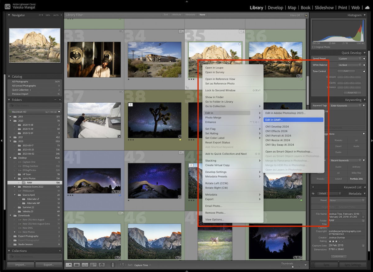 screenshot of lightroom classic