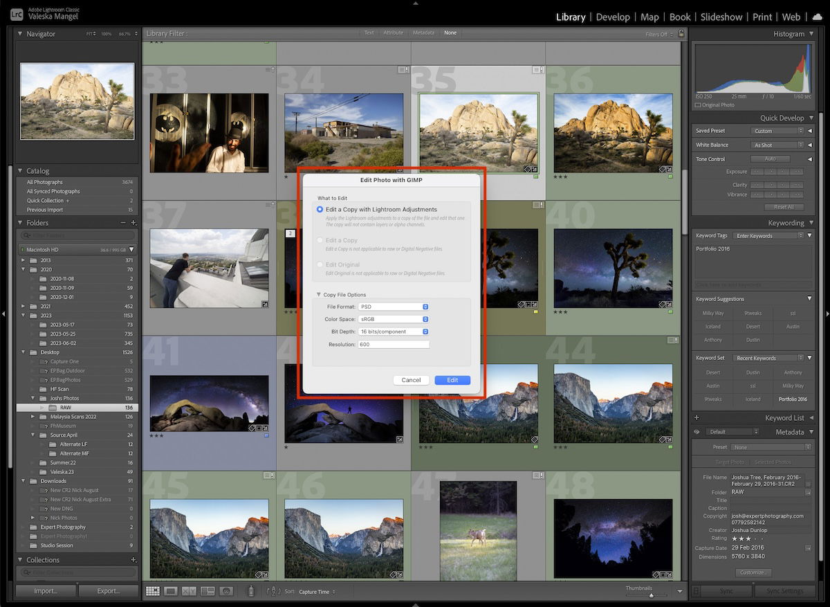 screenshot of lightroom classic