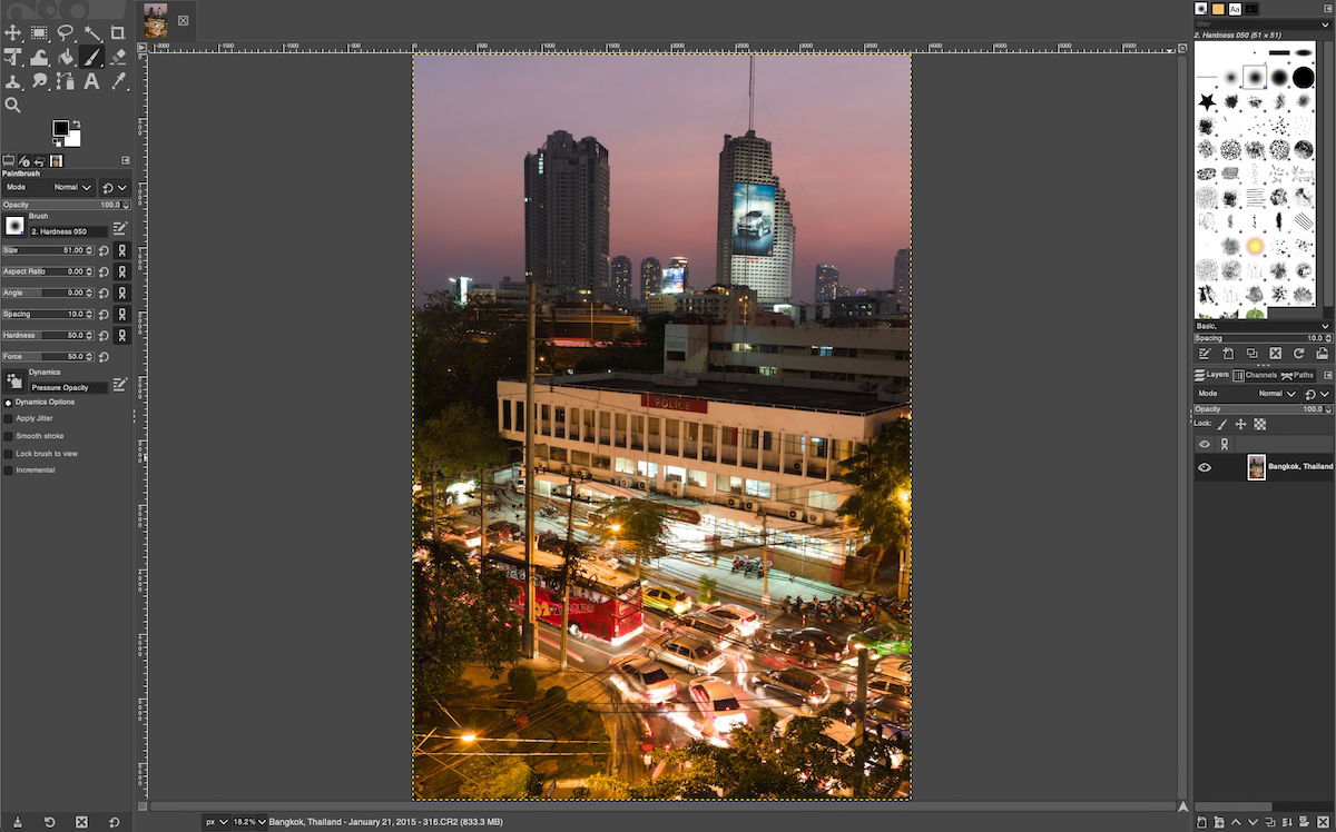 screenshot of raw file open in gimp