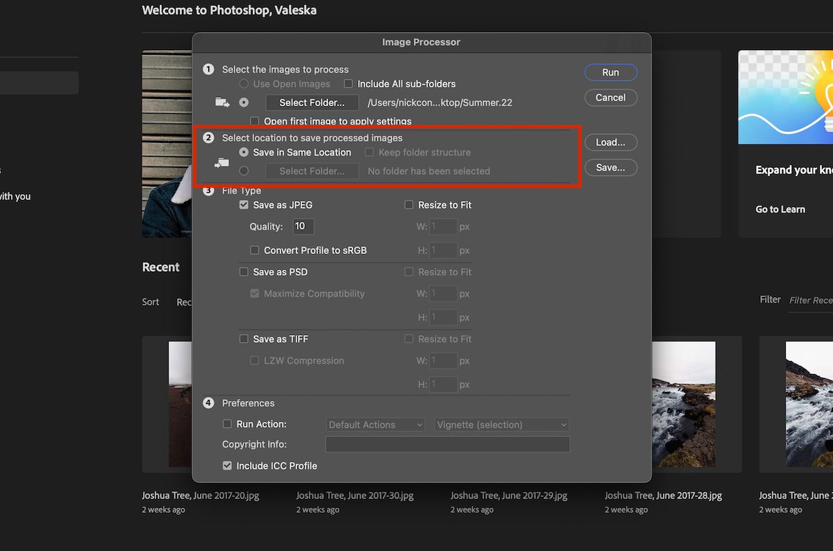 screenshot of photoshop image processor