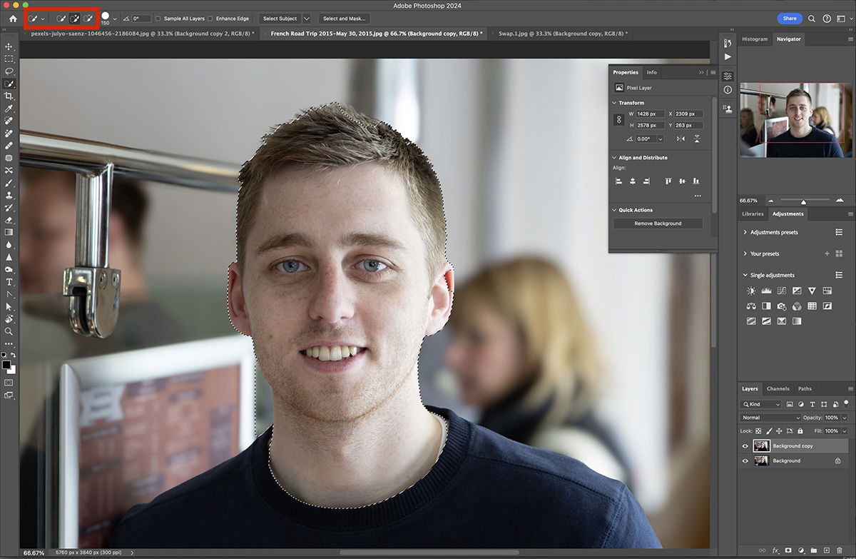 screenshot of photoshop with portrait of man