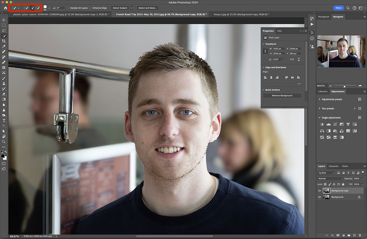 screenshot of photoshop with portrait of man