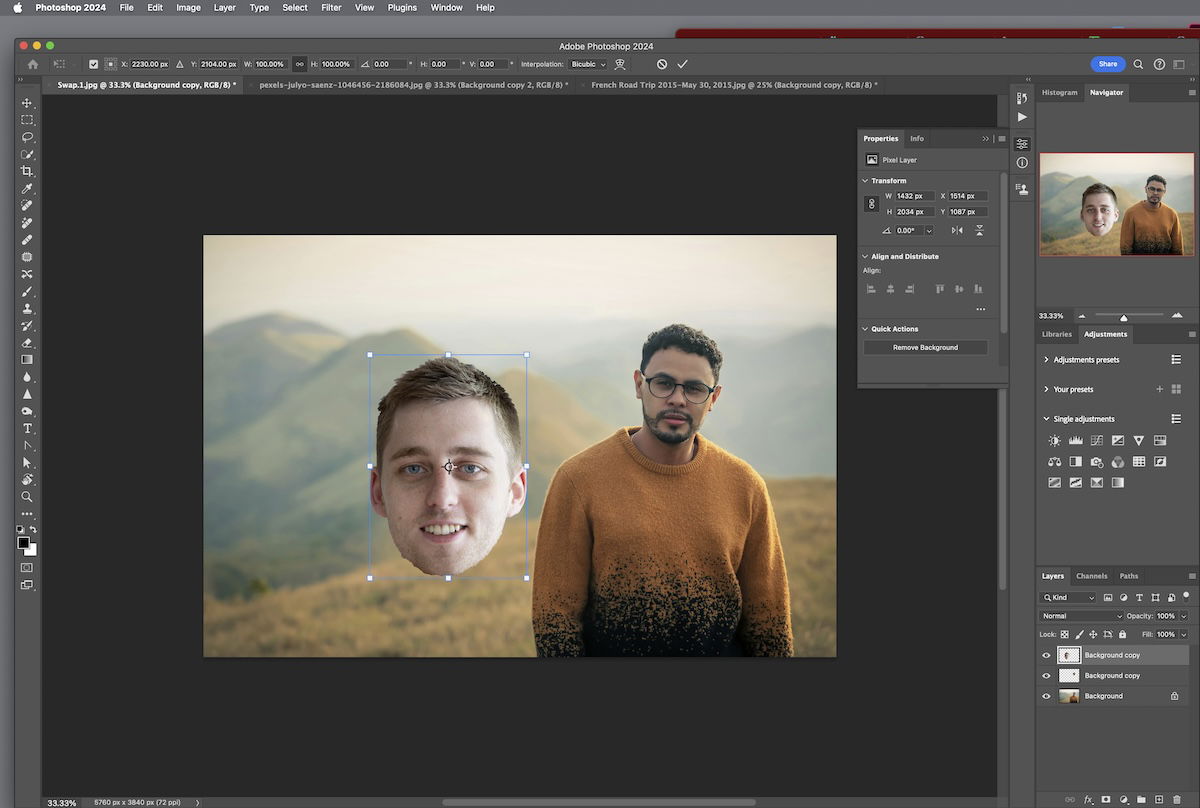 screenshot of photoshop image with a face put onto it