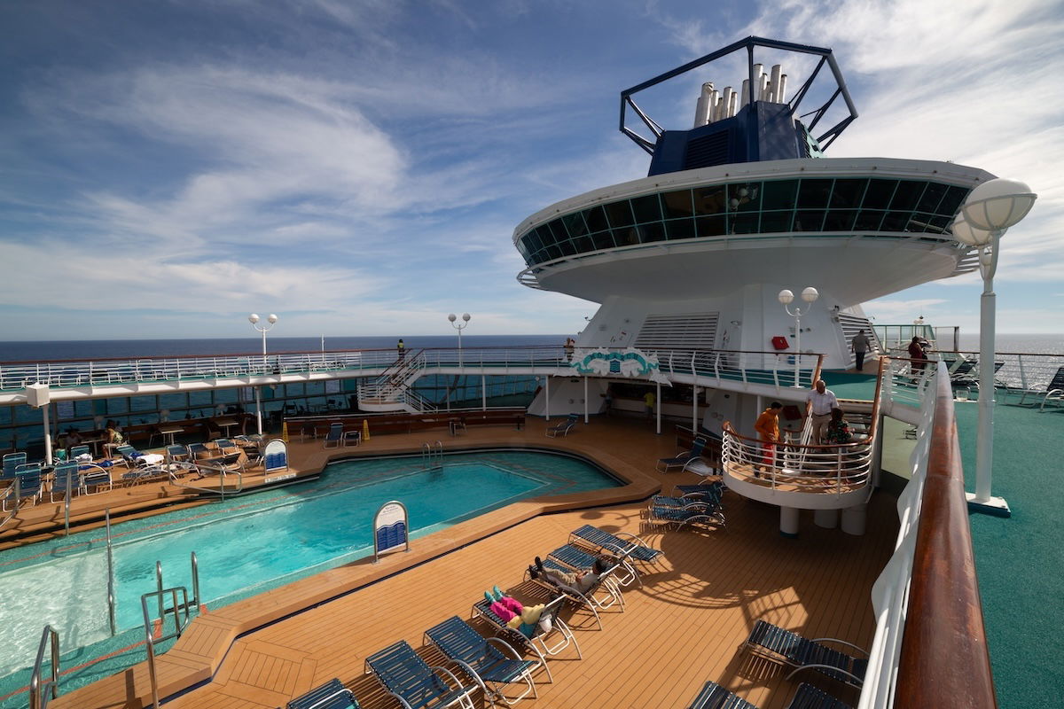 photograph of the top of a cruise ship