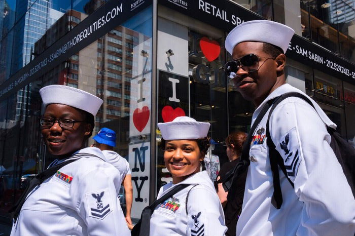 Three young sailor cadets in NY