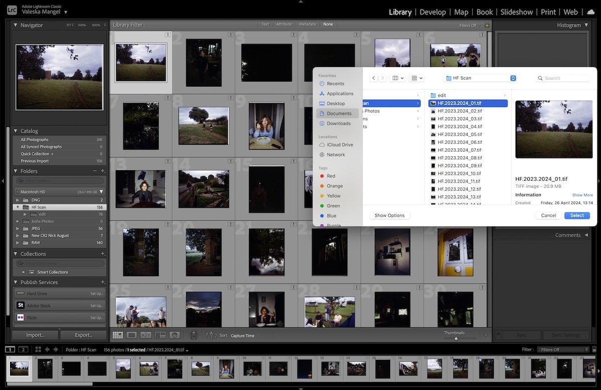 screenshot of linking new images to lightroom 