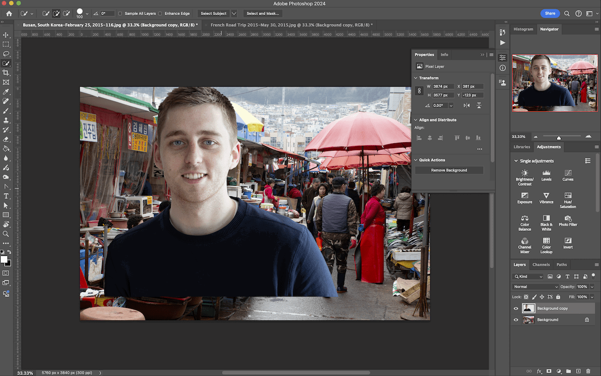 screenshot of portrait of man open in photoshop