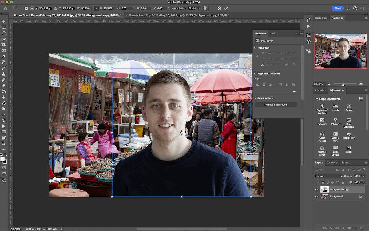 screenshot of portrait of man open in photoshop