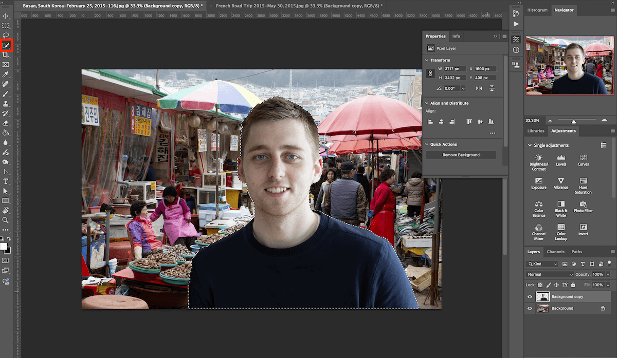 screenshot of portrait of man open in photoshop