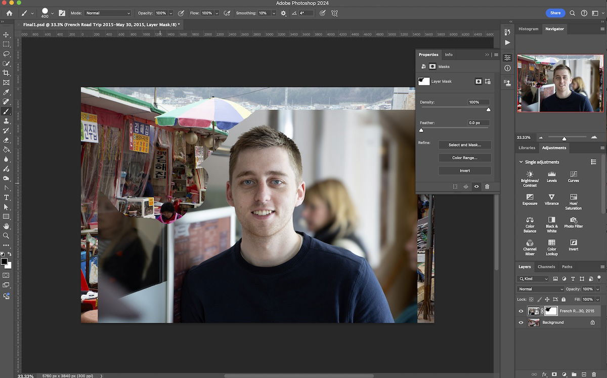 screenshot of portrait of man open in photoshop