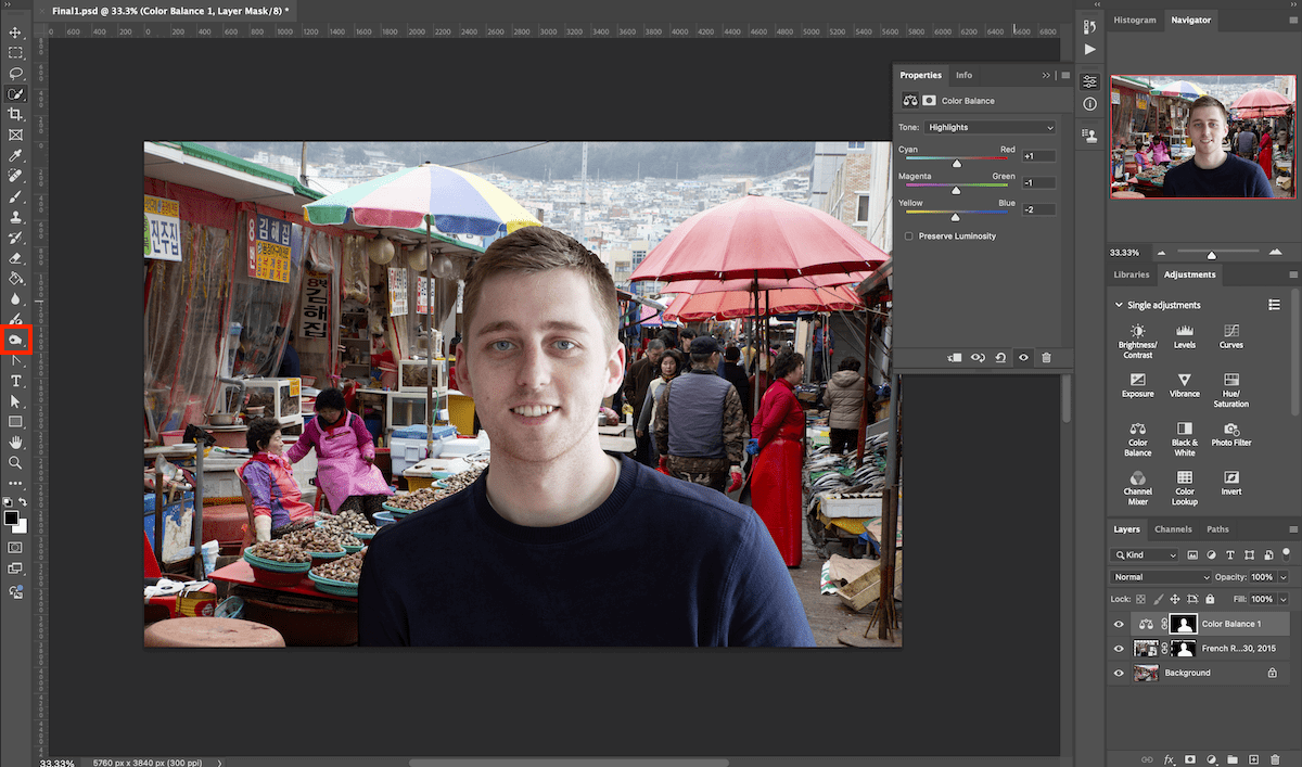 screenshot of portrait of man open in photoshop