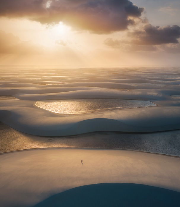 Sunset landscape of salt flats