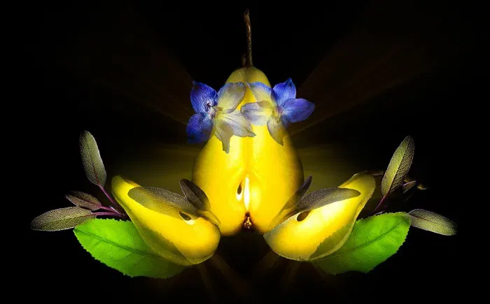 Image of stained glass of fruit