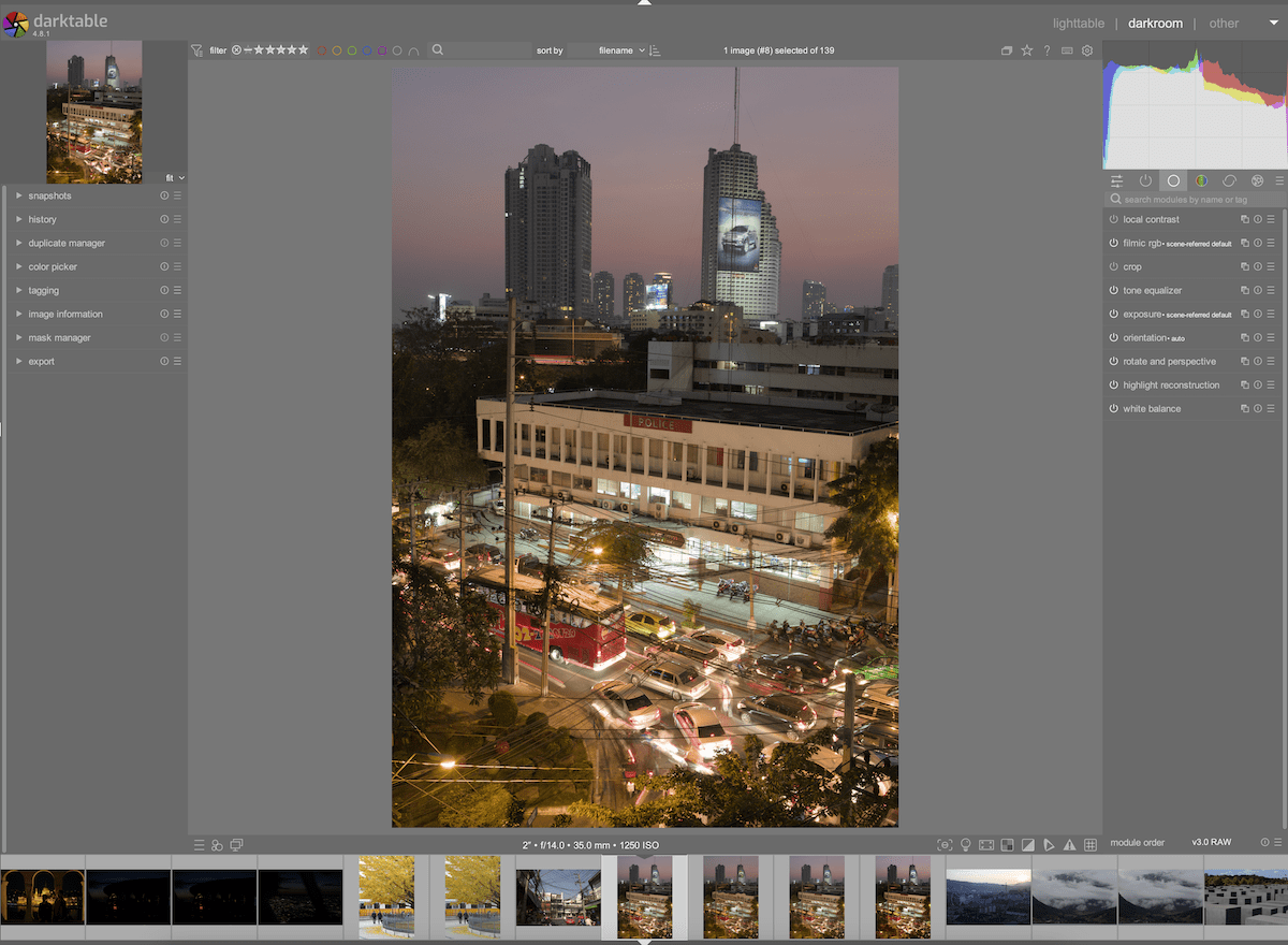 screenshot of darktable edit interface