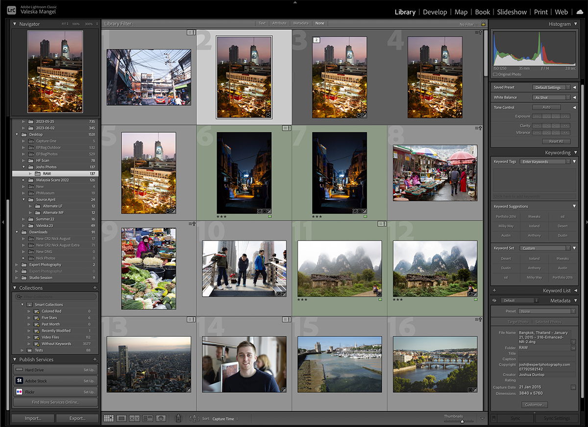 screenshot of lightroom library interface