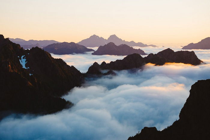 Mountain peaks above the clouds