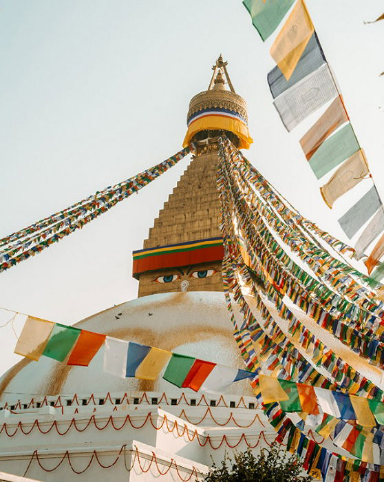 Flag on Nepalese temple