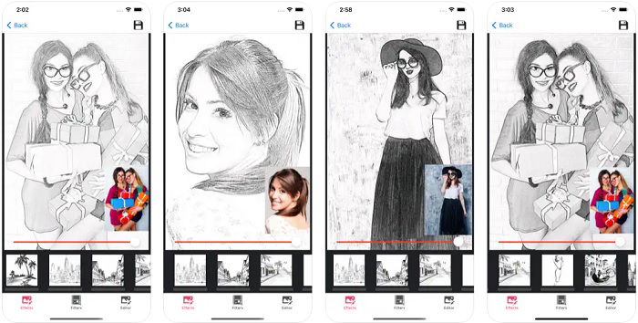 Screenshots of Pencil Photo Sketch app