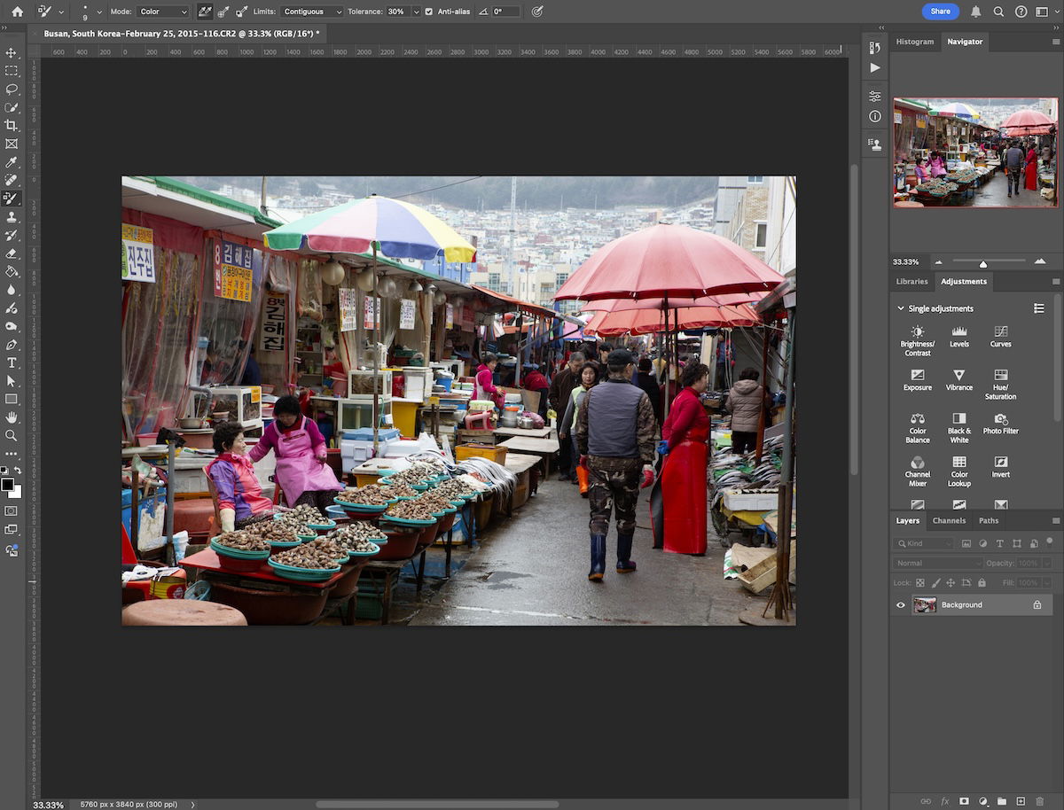 market in korea image open in photoshop