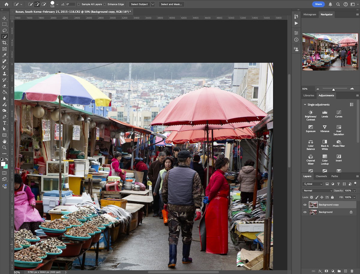 screenshot of photoshop with umbrella selected