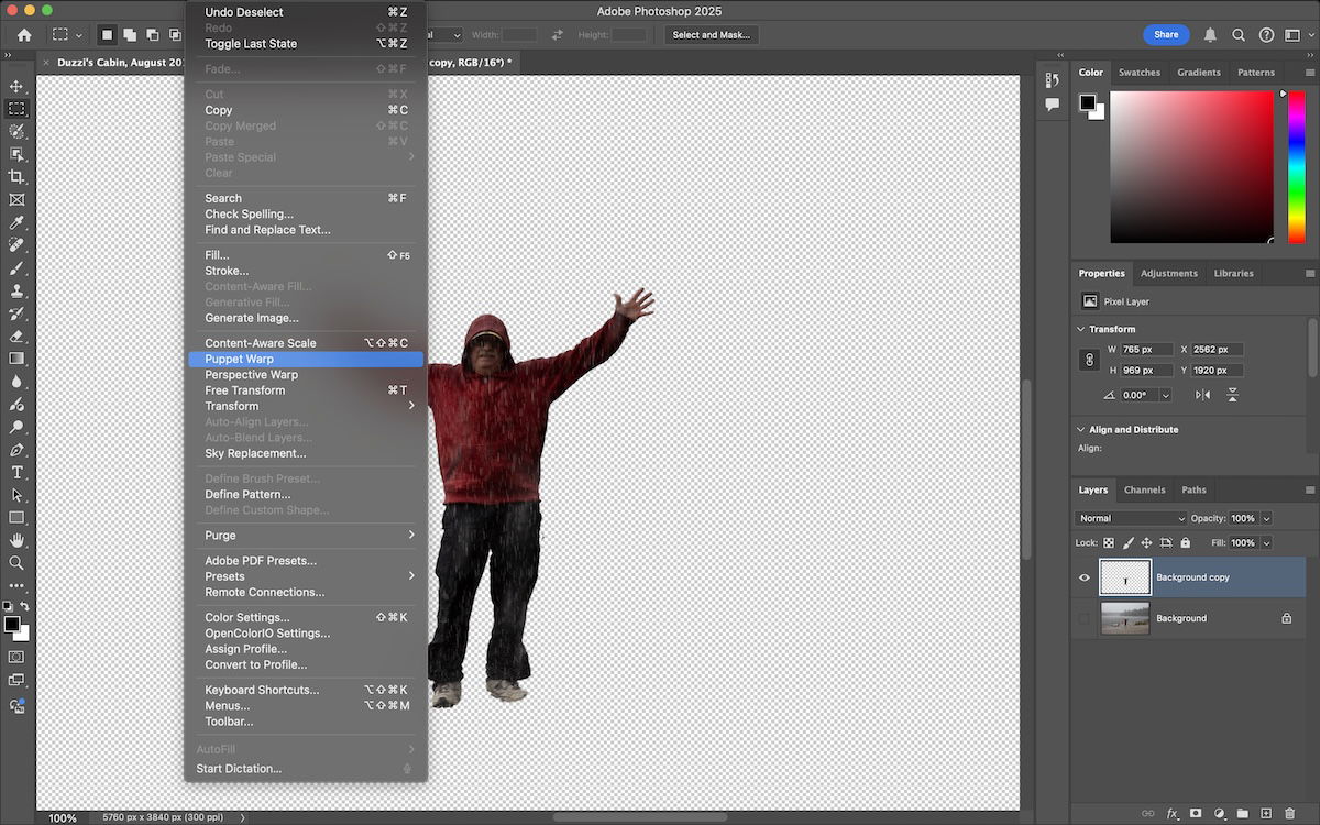 selecting puppet warp in photoshop