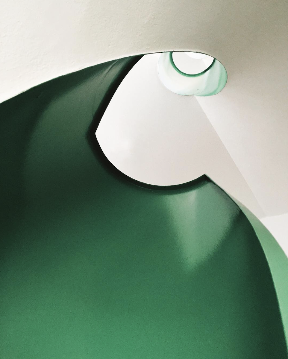 green and white staircase